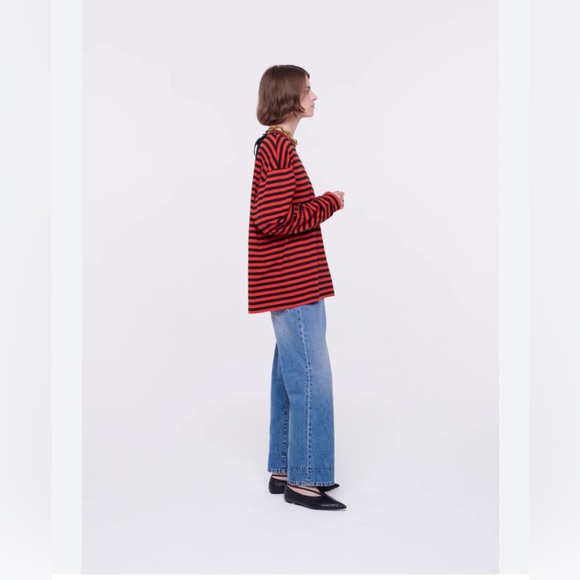 Splendid Red And Black Striped Long Sleeve Tee - Picture 1 of 4